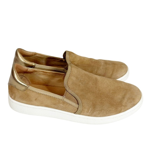 Ugg Shoes - UGG Cas Slip-on Sneakers Women's 7.5 Brown Suede with Metallic gold Leather Heel
